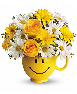 Smiley Mug Bouquet (Yellow &amp; White)