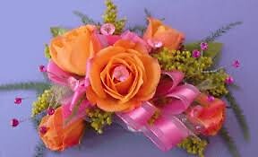Orange Sweetheart Roses with Pink Accents Wrist Corsage