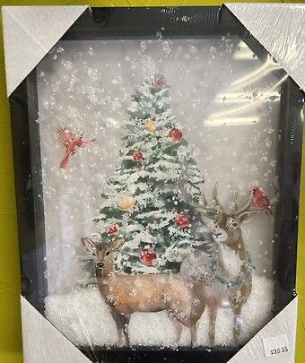 Deer/Cardinals In The Snow