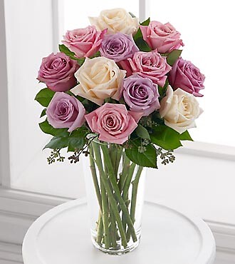 One Dozen Long Stem Pastel Rose Bouquet