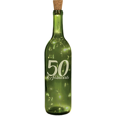 &quot;50 &amp; Fabulous&quot; Wine Bottle with Cork String Light