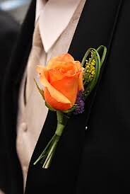 Single Orange Rose Boutineer